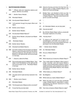 1
5
10
15
20
25
30
35
40
45
50
55
 3
1
5
10
15
20
25
30
35
40
45
50
55
Master Mason Degree Ritual as practiced in Nevada, cir