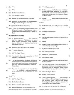 1
5
10
15
20
25
30
35
40
45
50
55
 6
1
5
10
15
20
25
30
35
40
45
50
55
Master Mason Degree Ritual as practiced in Nevada, cir