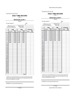 Civil Service Form No. 48
DAILY TIME RECORD
-----o0o-----
MANACOP, ALVIN Y.
 (Name)
For the month of 
JUN
E
Official hours fo