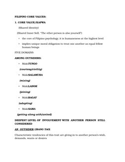 Core Values of Filipinos Explained | PDF | Loyalty | Value (Ethics)