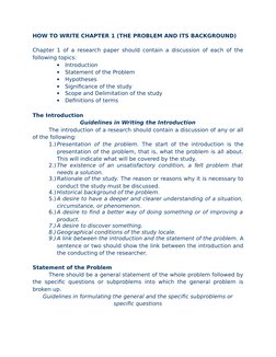 Writing Chapter 1 of Research Papers | PDF