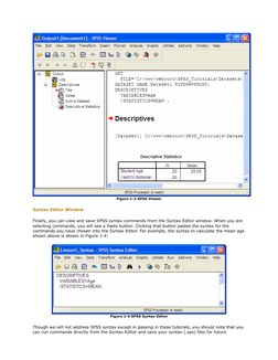 Figure 1-3 SPSS Viewer
Syntax Editor Window
Finally, you can view and save SPSS syntax commands from the Syntax Editor window