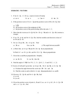 Vector Exercises and Solutions | PDF