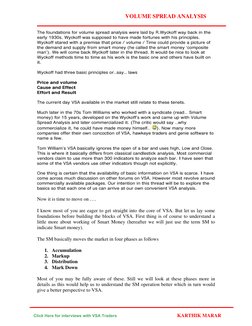 VOLUME SPREAD ANALYSIS 
The foundations for volume spread analysis were laid by R.Wyckoff way back in the 
early 1930s. Wycko