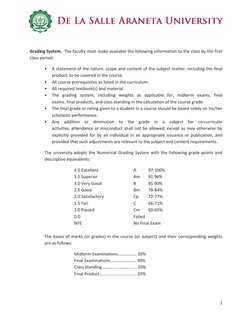 DLSU Grading System Overview | PDF | Grading (Education) | Test ...