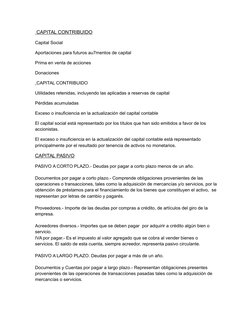 CAPITAL CONTRIBUIDO
Capital Social
Aportaciones para futuros au7mentos de capital
Prima en venta de acciones
Donaciones
 CAP