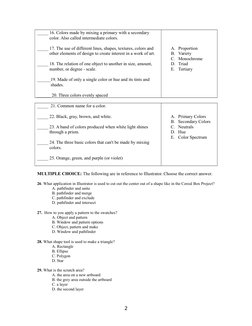 Graphic Design Exam Practice Test | PDF | Color | Shape