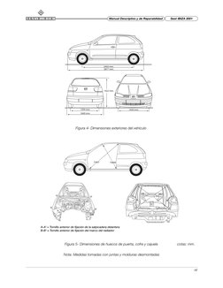 10
 Manual Descriptivo y de Reparabilidad
Seat IBIZA 2001
A
B
A'
B'
1520
1175
1447
1064
2443 mm.
3877 mm.
1640 mm.
1394 mm.
1