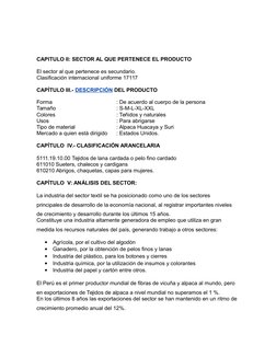 CAPITULO II: SECTOR AL QUE PERTENECE EL PRODUCTO
El sector al que pertenece es secundario.
Clasificación internacional unifor