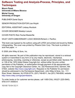 Software Testing and Analysis-Process, Principles, and
Techniques
Mauro Pezzè 
Università di Milano Bicocca
Michal Young 
Uni