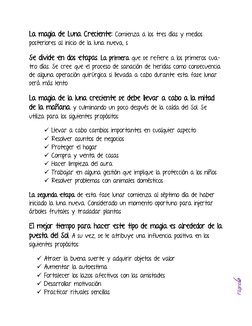Página6 
La magia de Luna Creciente: Comienza a los tres días y medios 
posteriores al inicio de la luna nueva, s 
Se divid