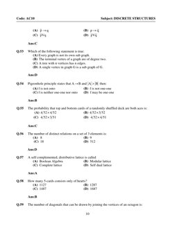 10
Code: AC10
Subject: DISCRETE STRUCTURES
(A)
q
p →
(B)
q
p →
(C) Vq
p
(D)
q
V
p