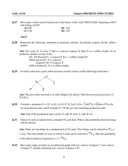 6
Code: AC10
Subject: DISCRETE STRUCTURES
Q.27
How many words can be formed out of the letters of the