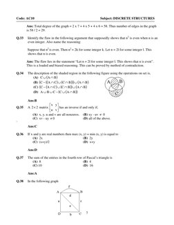 7
Code: AC10
Subject: DISCRETE STRUCTURES
Ans: Total degree of the graph = 2 x 7 + 4 x 5 + 4 x 6 = 58. Th