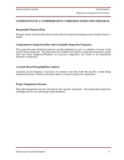 Engineering Encyclopedia
Instrumentation
Importance of Inspection for Corrosion
Saudi Aramco DeskTop Standards
8
COMPONENTS O