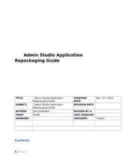 Admin Studio Application Repackaging Guide | PDF | Installation ...