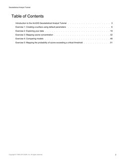 Table of Contents
Introduction to the ArcGIS Geostatistical Analyst Tutorial   .   .   .   .   .   .   .   .   .   .   .   .