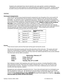 Students will understand how natural selection acts upon genetic variation exhibited by 
individuals of the same species can