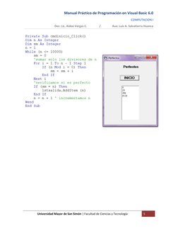 Manual Práctico de Programación en Visual Basic 6.0 
COMPUTACION I 
Doc: Lic. Aidee Vargas C.                 /