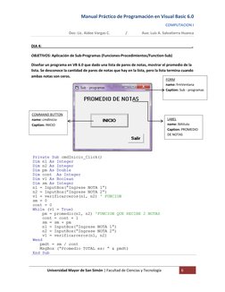 Manual Práctico de Programación en Visual Basic 6.0 
COMPUTACION I 
Doc: Lic. Aidee Vargas C.                 /