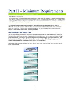 4
Part II – Minimum Requirements
RFP Reference: SECTION 4 - INFORMATION REQUESTS – Part II
Part II - Minimum Requireme