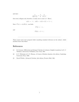 and since
1
k(k + 1) = 1
k −
1
k + 1 ,
this series collapses and, therefore, is easily seen to sum to 1. Hence,
ψ(1) = −γ ,
ψ