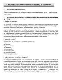3.1
Actividades de Reflexión inicial. 
Elabore un dibujo a mano de un Retro cargador en donde señale sus partes y sus funcion