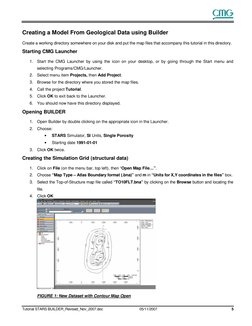 Tutorial STARS BUILDER_Revised_Nov_2007.doc
05/11/2007
5
Creating a Model From Geological Data using Builder
Create a w