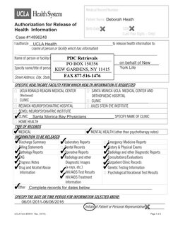 Ucla Authorization Example UCLA Health Record Release Authorization | PDF | Medical Record ...