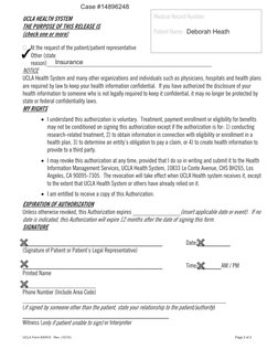 Ucla Authorization Example UCLA Health Record Release Authorization | PDF | Medical Record ...