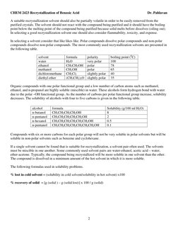 CHEM 2423 Recrystallization of Benzoic Acid                                                                              Dr.