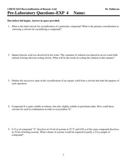 CHEM 2423 Recrystallization of Benzoic Acid                                                                              Dr.