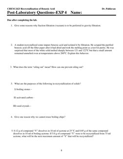 CHEM 2423 Recrystallization of Benzoic Acid                                                                              Dr.