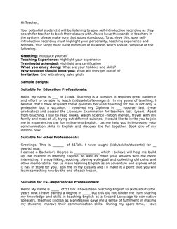 ESL Teacher Self-Introduction Script | PDF | Teachers | Behavior ...