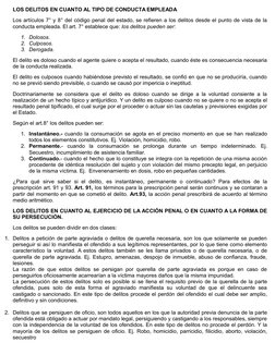 LOS DELITOS EN CUANTO AL TIPO DE CONDUCTA EMPLEADA
Los artículos 7° y 8° del código penal del estado, se refieren a los delit