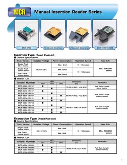 5
MCR
MCR
■ General Specification   
Insertion Type（Read  Push-in）Power  Consumption
Max.   2mA
Max. 22mA
Max. 24mA
Track  Ve