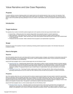 Copyright © 2016, Splunk Inc.
Value Narrative and Use Case Repository
Purpose
A narrative defining a business impacting probl