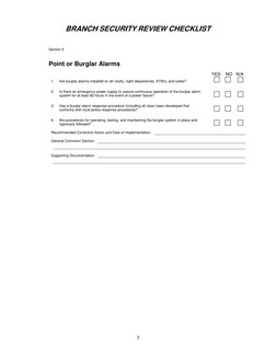 Branch Security Inspection Form Branch Security Review Checklist | PDF | Bank Vault | Automated Teller ...