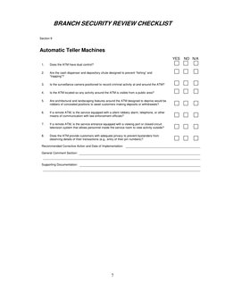 Atm Checklist.pdf Branch Security Review Checklist | PDF | Bank Vault | Automated Teller ...