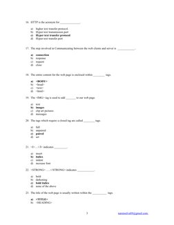 HTML Question Paper with Answers | PDF | Html Element | World Wide Web