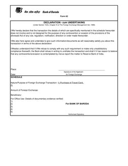 Form A2
SCHEDULE
Nature/Purpose of Foreign Exchange Transaction: 1) Purchase of Travel Card,
2)
Amount of Foreign Exchange:
B