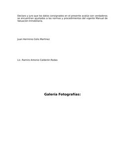 Declaro y juro que los datos consignados en el presente avalúo son verdaderos
se encuentran ajustados a las normas y procedim