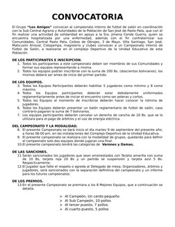 Convocatoria Campeonato Futsal San José | PDF | Asociación de Futbol ...