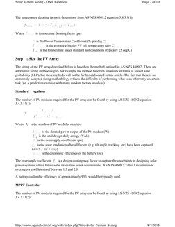 The temperature derating factor is determined from AS\NZS 4509.2 equation 3.4.3.9(1):
Where 
is temperature derating factor (