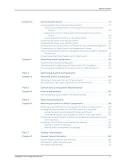 Chapter 10
Connecting the Switch . . . . . . . . . . . . . . . . . . . . . . . . . . . . . . . . . . . . . . . . . . . . . 11