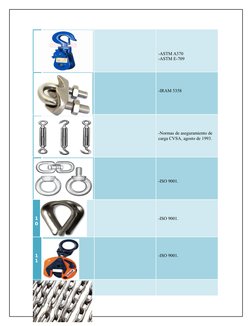 6
Pastecas 
-ASTM A370
-ASTM E-709
7
Prensacable 
-IRAM 5358
8
Tensores 
-Normas de aseguramiento de 
carga CVSA, agosto de 1