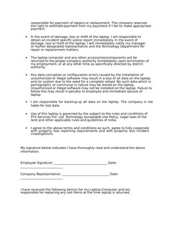 responsible for payment of repairs or replacement. The company reserves 
the right to withhold payment from my paycheck if I