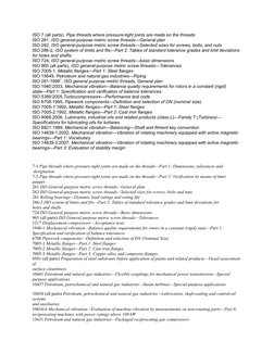 ISO 7 (all parts)  Pipe threads where pressure-tight joints are made on the threads
ISO 261, ISO general-purpose metric screw