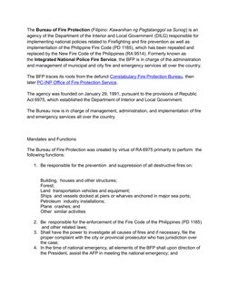 Bureau of Fire Protection Overview | PDF | Explosive Material | Fire Safety