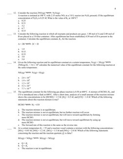 Gen Chem II Exam 2 Practice Problems | PDF | Chemical Equilibrium ...